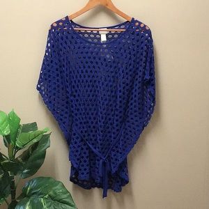 Chico’s, size 2, royal blue, open knit top, NWT